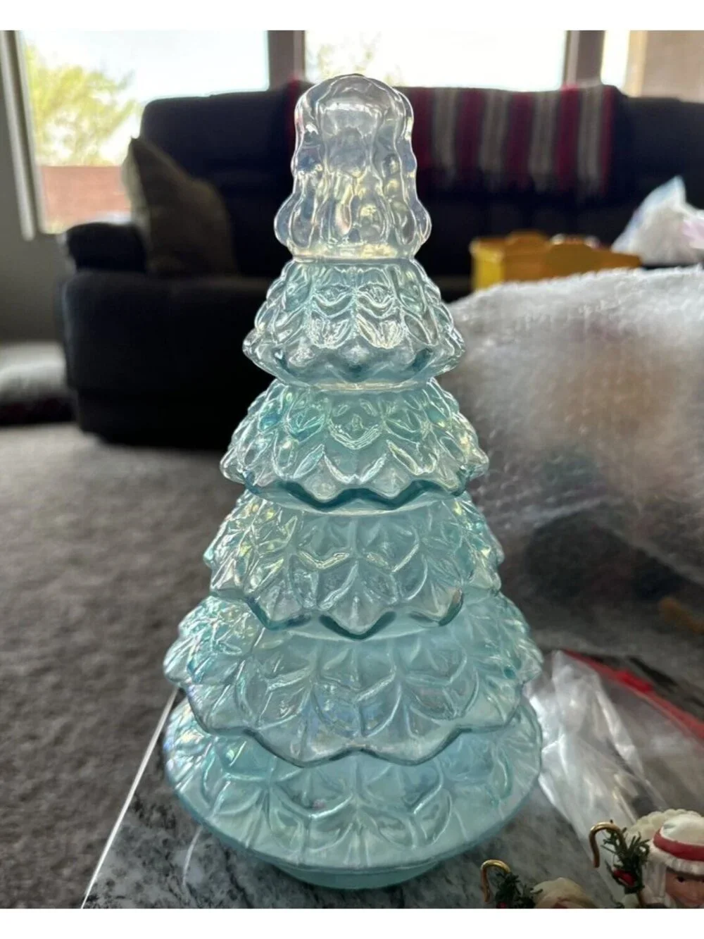 Light Blue Iridescent Glass Christmas Tree LED Lights 11